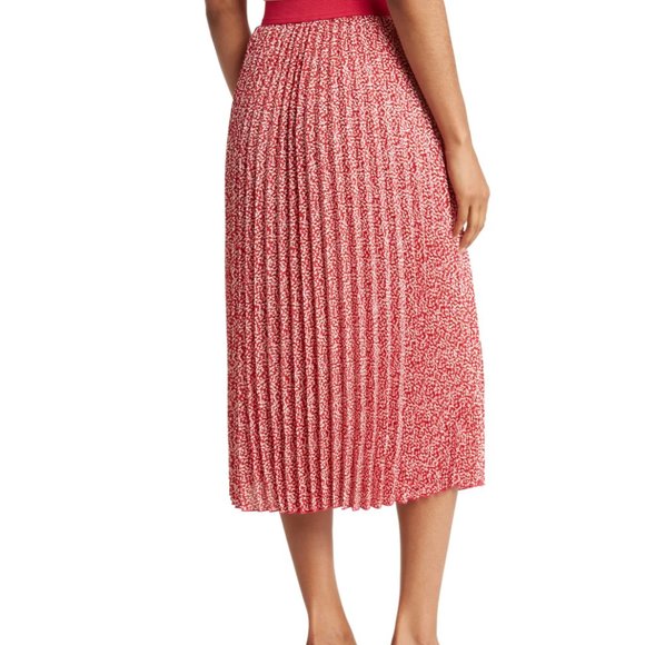 XS + XXL - VINCE CAMUTO - Pleated Midi Skirt Pink Red Ivory NEW - Picture 2 of 4